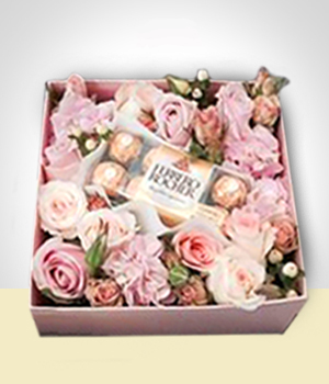 Combos Especiais - Caixa Encantadora de Rosas e Chocolates