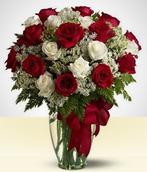 Aniversrio - De Exuberncia: Rosas vermelhas e brancas grande